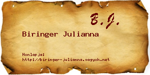 Biringer Julianna névjegykártya